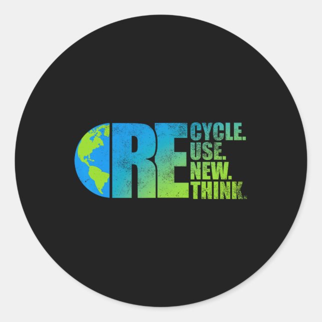Environmental Activism Recycle Reuse Renew Rethink Classic Round Sticker (Front)