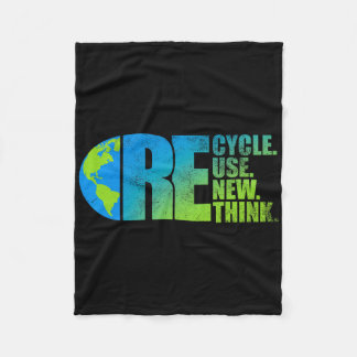 Environmental Activism Recycle Reuse Renew Rethink Fleece Blanket