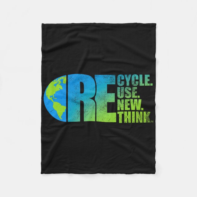 Environmental Activism Recycle Reuse Renew Rethink Fleece Blanket (Front)