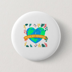 Environmental Awareness Earth Day Everyday Heart E 2 Inch Round Button