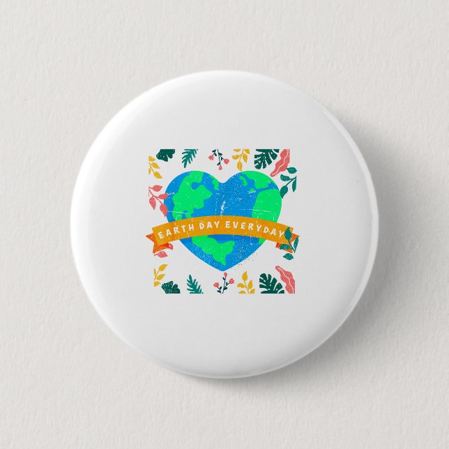Environmental Awareness Earth Day Everyday Heart E 2 Inch Round Button (Front)