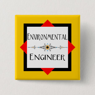 Environmental Engineer Decorative Line 2 Inch Square Button