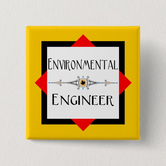 Environmental Engineer Decorative Line 2 Inch Square Button (Front)
