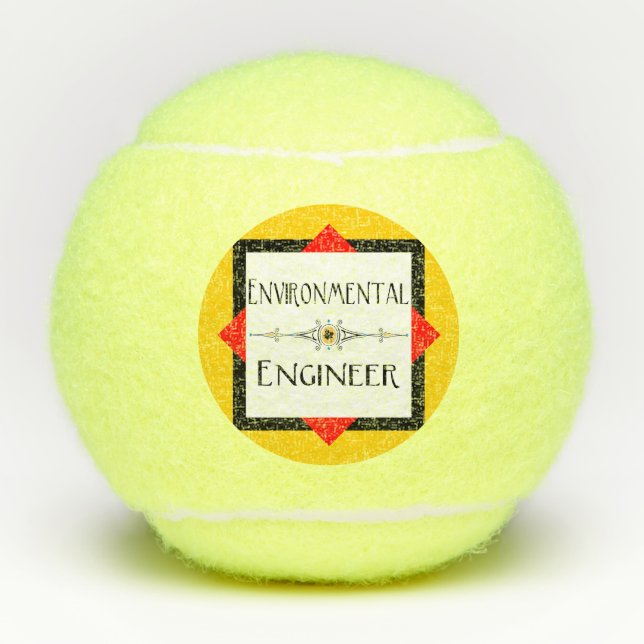 Environmental Engineer Decorative Line Tennis Balls (Front)