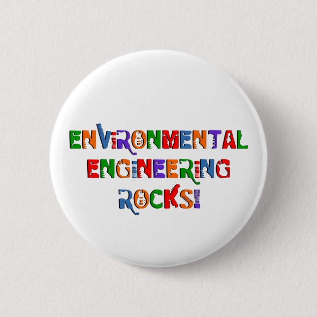 Environmental Engineering Rocks Text 2 Inch Round Button (Front)