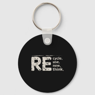 Environmental Gifts Black Re Cycle Use New Think, Keychain