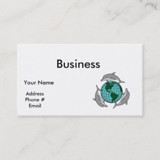 environmental globe and dolphins design business card