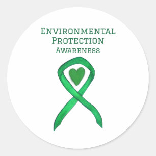 Environmental Protection Awareness Ribbon Decal Classic Round Sticker