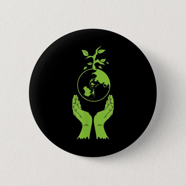 Environmental Protection Green Earth  2 Inch Round Button (Front)