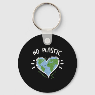Environmental Protection_ No Plastic - Earth Day Keychain