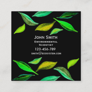 Environmental Scientist  modern leaf design Square Business Card
