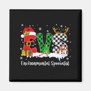 Environmental Specialist Christmas Lights Red Plai Magnet