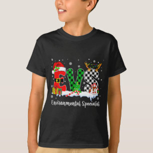 Environmental Specialist Christmas Lights Red Plai T-Shirt