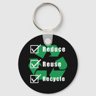 Environmentalism Checklist Reduce Reuse Recycle Keychain