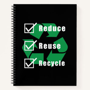 Environmentalism Checklist Reduce Reuse Recycle Notebook