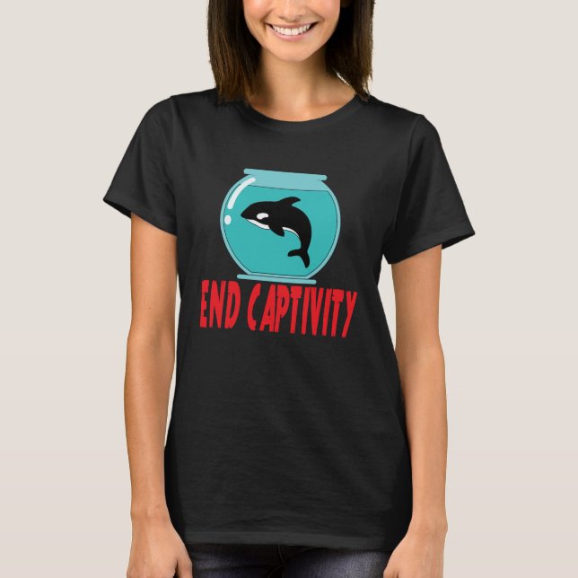 Environmentalist End Captivity Free The Orcas T-Shirt (Front)