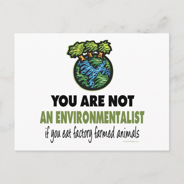 Environmentalist = Vegan, Vegetarian Postcard (Front)