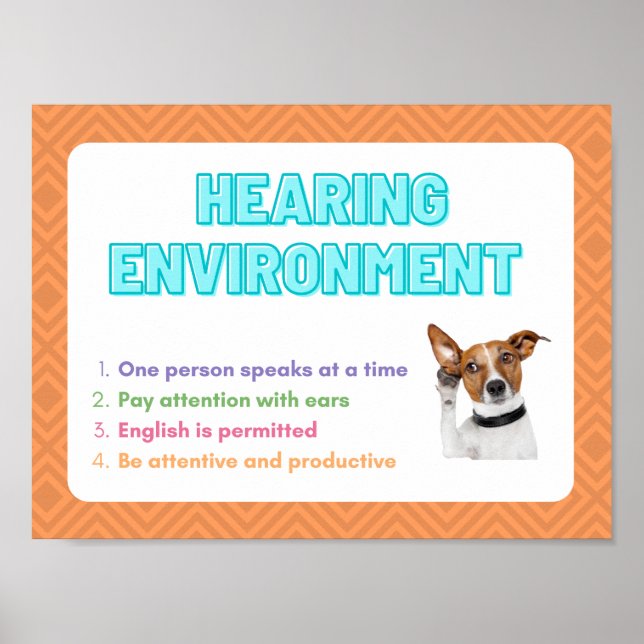 Environnement auditif - affiche de classe ASL (Devant)