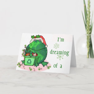 Environnement vert Carte de grenouille Père Noël d