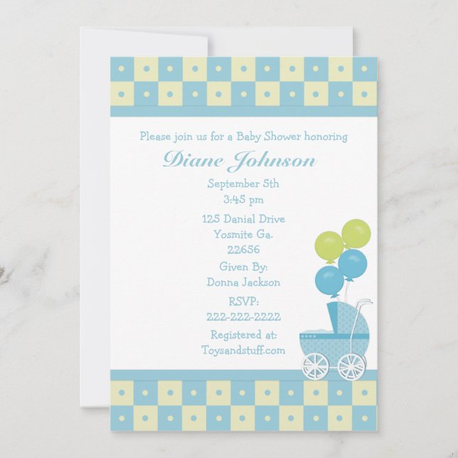 Envoi de bébés Invitations de douches pour bébés (Devant)