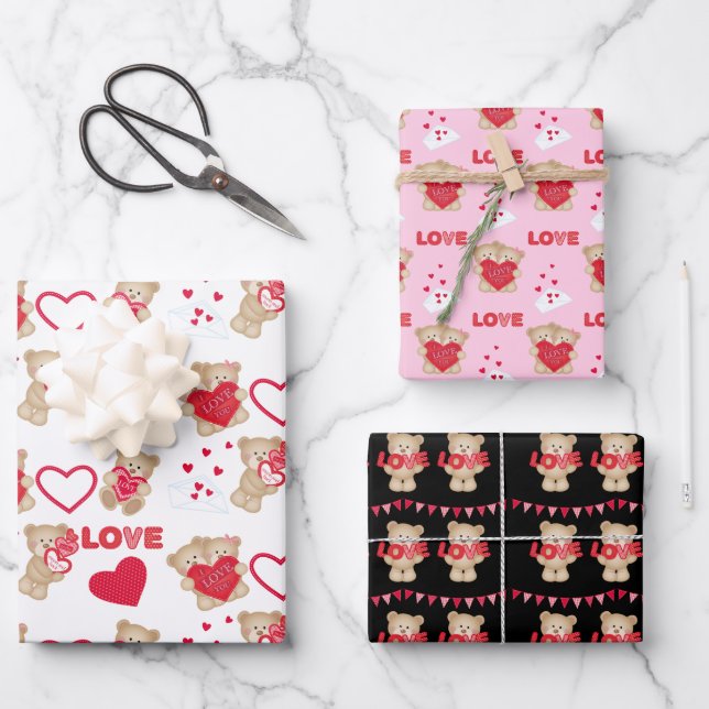 Envoi Teddy Bear Love Wrapping feuilles de papier (Recto)