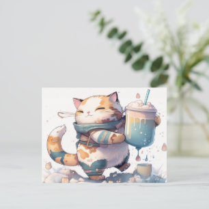 Envoyer une carte postale Boba Tea Cat à tous ceux