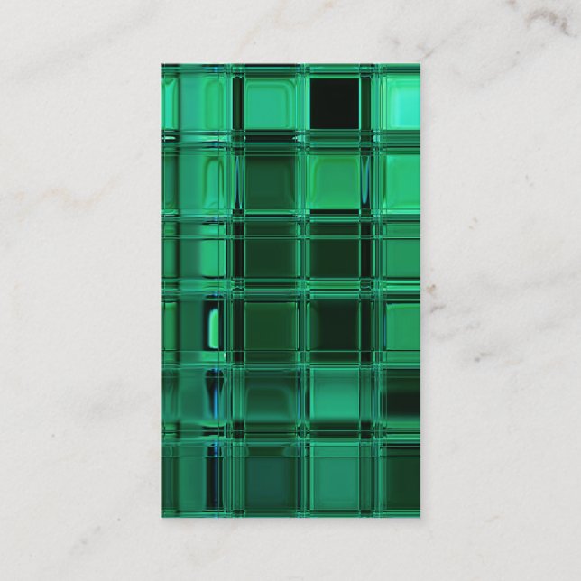 Envy Green Pattern Mosaic Tile Art Business Card (Front)