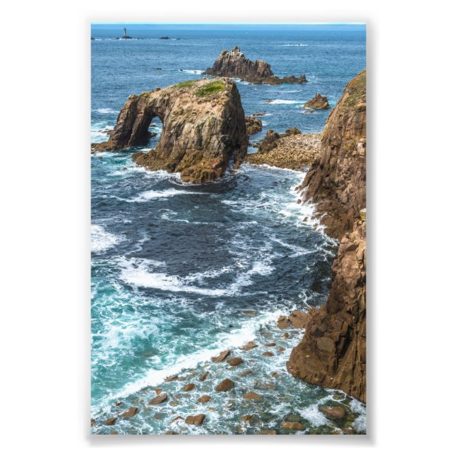 Enys Dodnan and Armed Knight Lands End Cornwall Photo Print (Front)