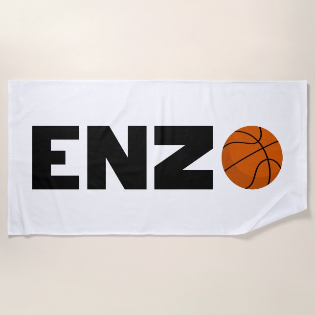Enzo Basketball Beach Towel (Front)