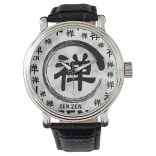 Enzo Circle and Zen symbol and word pattern Watch