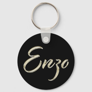 Enzo Name whitegold Button Schlüsselanhänger Keychain