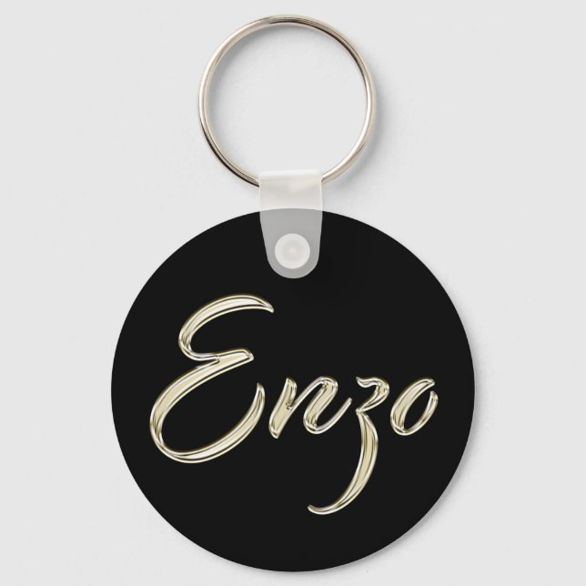 Enzo Name whitegold Button Schlüsselanhänger Keychain (Front)