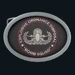 EOD "Bomb Squad" Belt Buckle<br><div class="desc">Original photo of an EOD badge on black with Explosive Ordnance Disposal "Bomb Squad" around</div>
