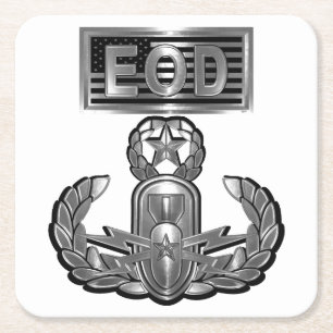EOD Explosive Ordnance Disposal Square Paper Coaster