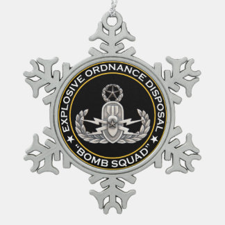 EOD Master Bomb Squad Snowflake Pewter Christmas Ornament