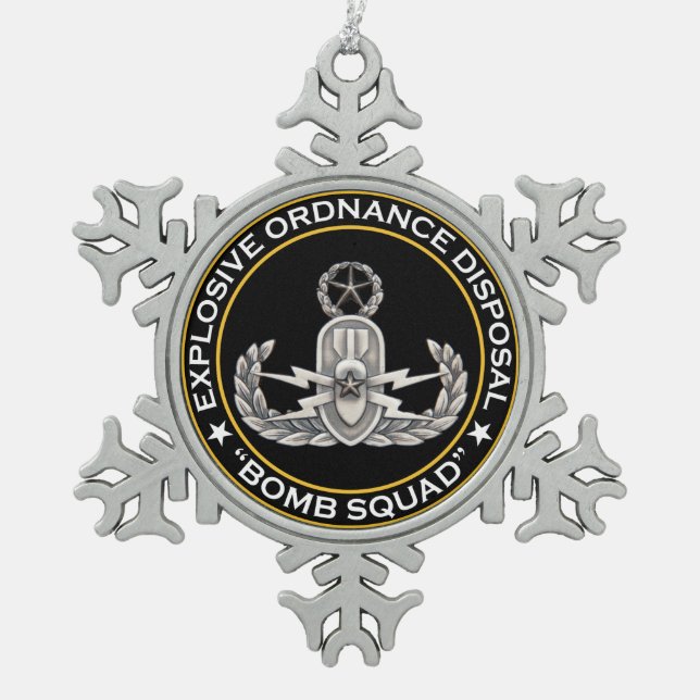 EOD Master Bomb Squad Snowflake Pewter Christmas Ornament (Front)