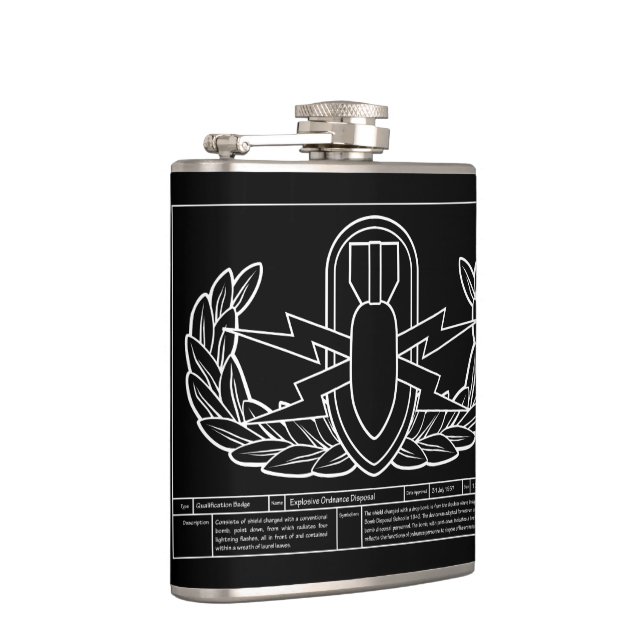 EOD Technical Drawing white Hip Flask (Right)