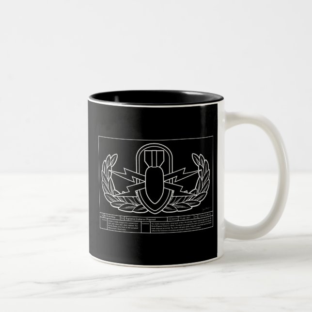 EOD Technical Drawing white Two-Tone Coffee Mug (Right)