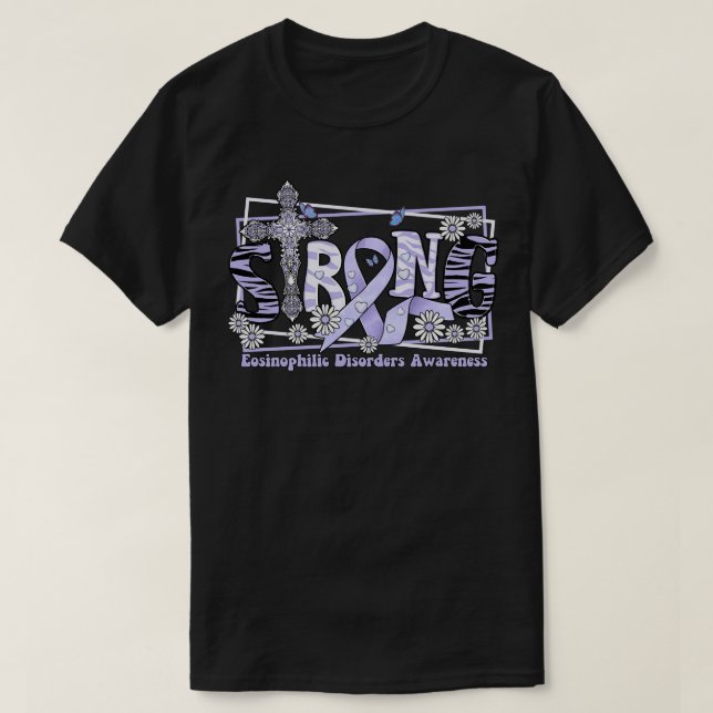 Eosinophilic Disorders Awareness cross ribbon Stro T-Shirt (Design Front)
