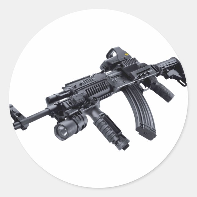 EOTech Sighted Tactical AK-47 Assault Rifle Sticke Classic Round Sticker (Front)