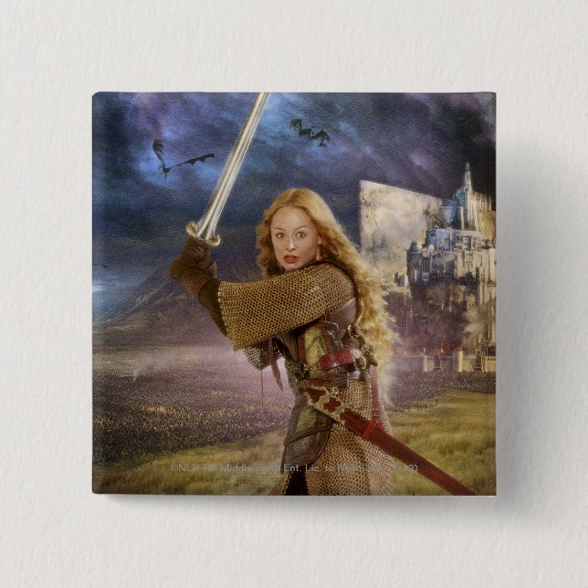 Eowyn Raises Sword 2 Inch Square Button (Front)
