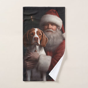 Épagneul breton avec le Père Noël Noël