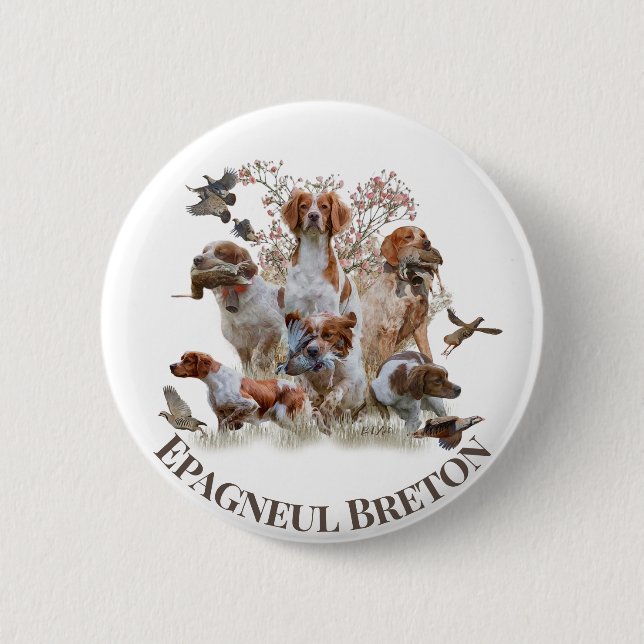 Epagneul Breton, Brittany Spaniel    2 Inch Round Button (Front)