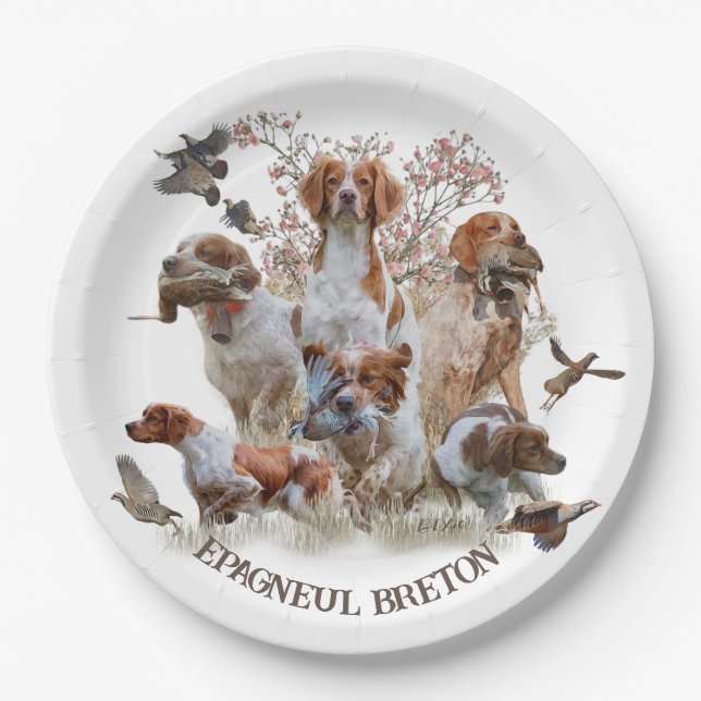 Epagneul Breton, Brittany Spaniel      Paper Plate (Front)