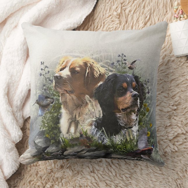 Epagneul Breton, Brittany Spaniel   Throw Pillow (Blanket)