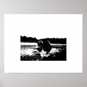 épave de bateau en Bretagne Poster