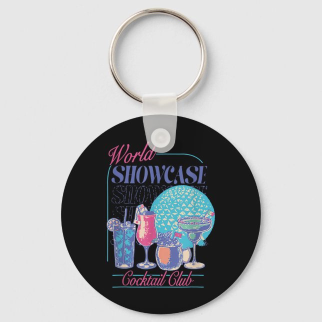 Epcot Drinking World Showcase Tail Club Drinking T Keychain (Front)