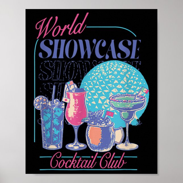 Epcot Drinking World Showcase Tail Club Drinking T Poster (Front)