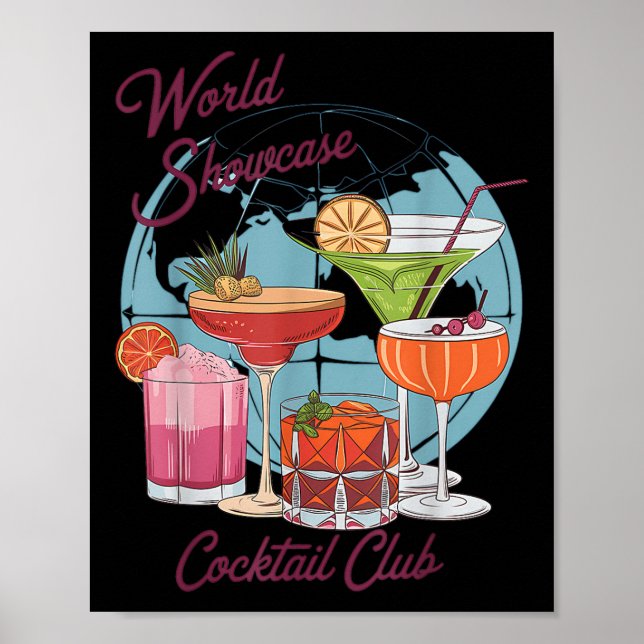 Epcot Drinking World Showcase Tail Club Drinking T Poster (Front)
