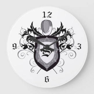 Epee Crest Grey Fencing Clock